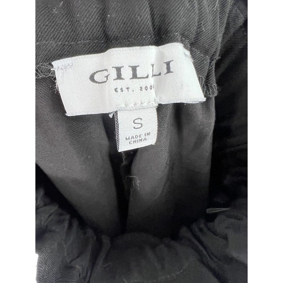 Gilli Tie Waist Paperbag Shorts W/ Pockets Black Women's Size Small - Picture 5 of 6